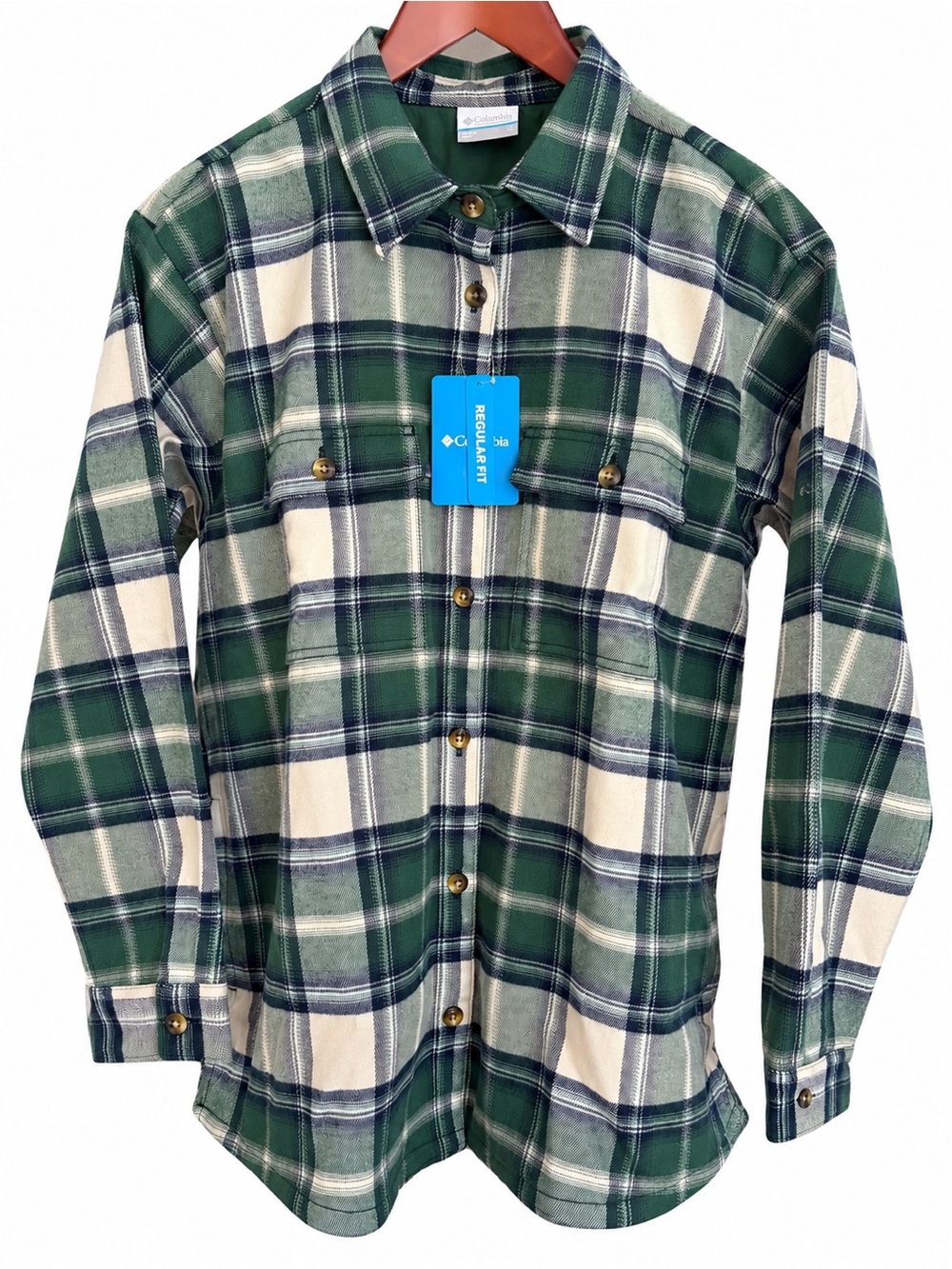Columbia Blue Point Creek Shirt Jacket Women's L NWT Green Plaid